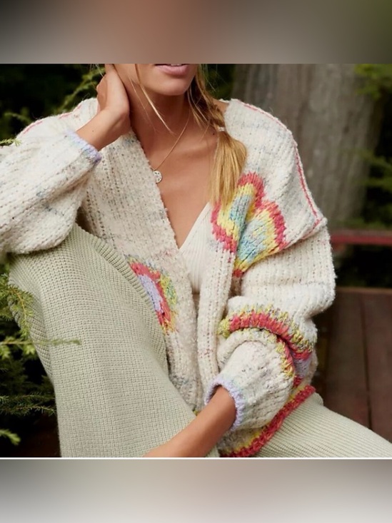 Anthropologie Sweaters - Anthropologie Daily Practice Love Me Heart Cardigan M/L Open Front Wool Blend